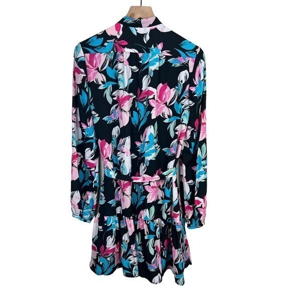 Charles Henry Multicolored Floral Front Button Long Sleeve Ruffled Dress Small - Picture 3 of 8